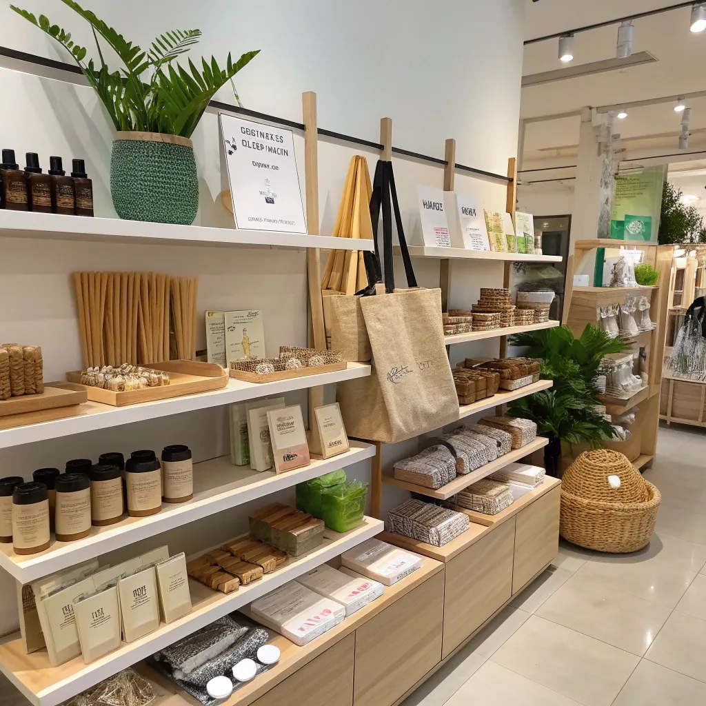 Eco-friendly products display at VELRANITH store